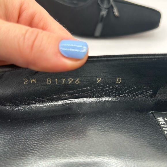 Stuart Weitzman Black Pointed Toe Kitten Heel Slip On Bow Accent Shoe Y2K 90’s 9 - Picture 8 of 13